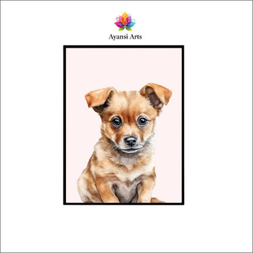 Sweet Gaze Puppy - Adorable Watercolor Canine Portrait by Ayansi Arts