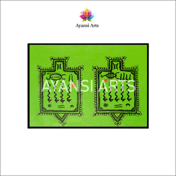 Tribal Woman with Bowls Canvas Painting by Ayansi Arts