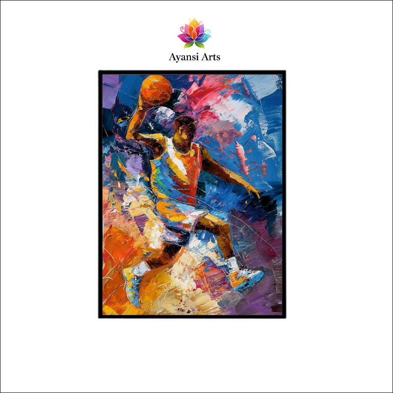Slam Dunk Energy - High-Quality Abstract Canvas Digital Painting by Ayansi Arts