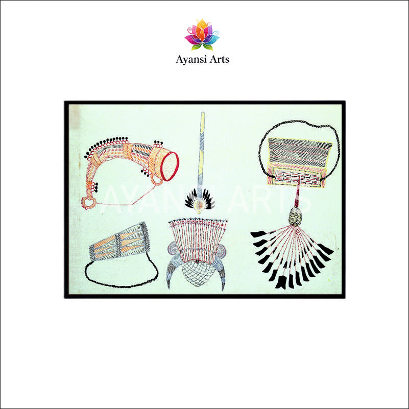 Gond Art Traditional Instruments and Ornaments Traditional Art by Ayansi Arts