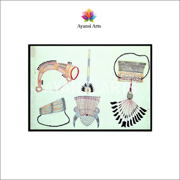 Gond Art Traditional Instruments and Ornaments Traditional Art by Ayansi Arts