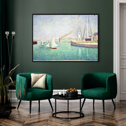 Pointillist Harbor Scene Canvas Digital Painting