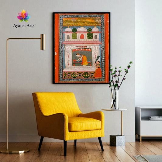 Traditional Rajasthani Woman and Attendant Canvas Digital Painting Art by Ayansi Arts