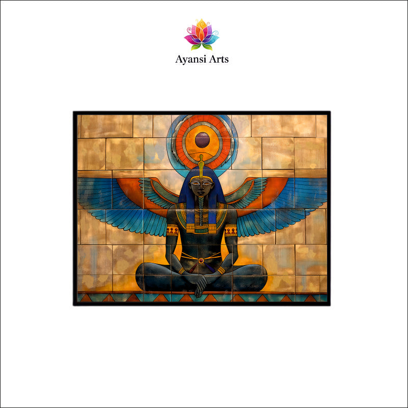 Winged Goddess Inspired Canvas Digital Painting - Ancient Egypt