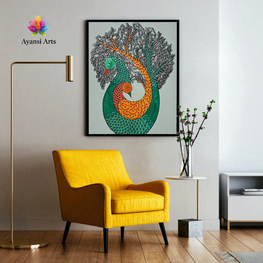 Embrace of the Peacocks  Canvas Digital Painting Canvas Art by Ayansi Arts