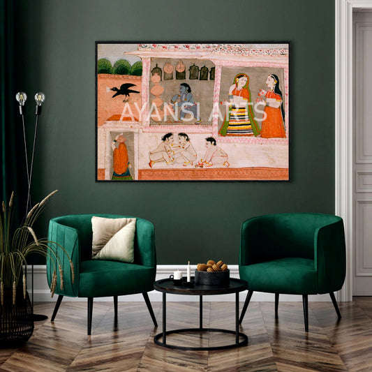 Krishna Bal Leela Traditional Art Canvas Painting by Ayansi Arts