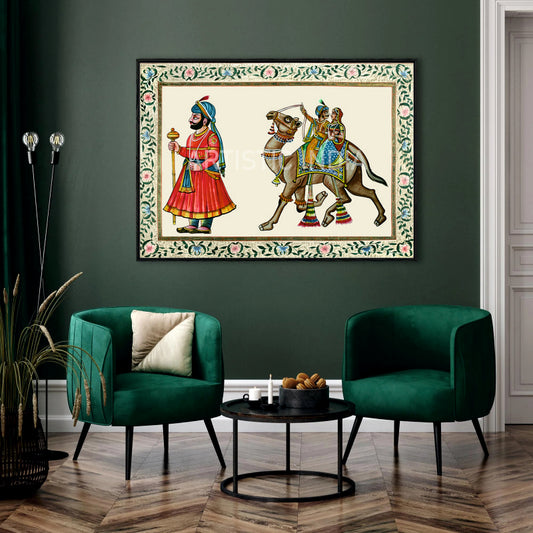 Royal Rajasthani Procession Canvas Painting by Ayansi Arts