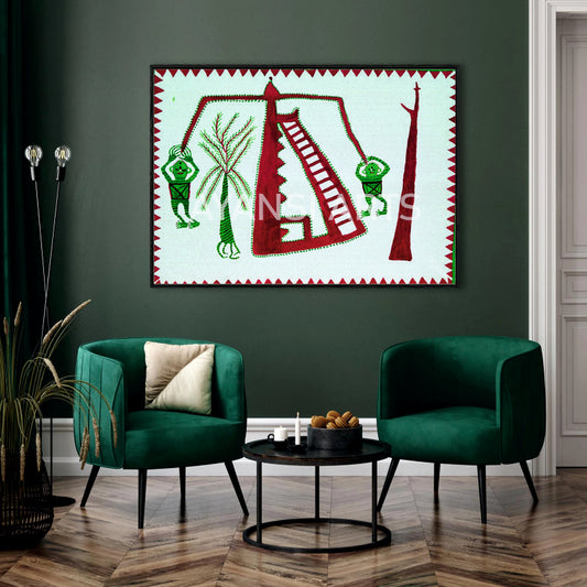 Warli Art Festive Scene Canvas Painting by Ayansi Arts