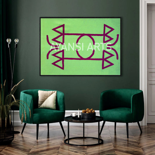 Minimalist Tribal Symbol Traditional Art Canvas Painting by Ayansi Arts