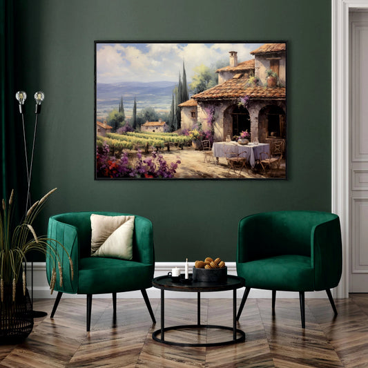 Tuscan Vineyard Vista Canvas Digital Painting