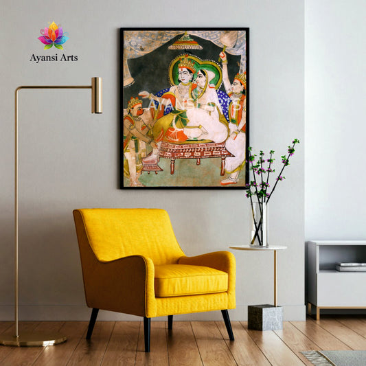 Ram Darbar With Hanuman Canvas Digital Painting Art by Ayansi Arts