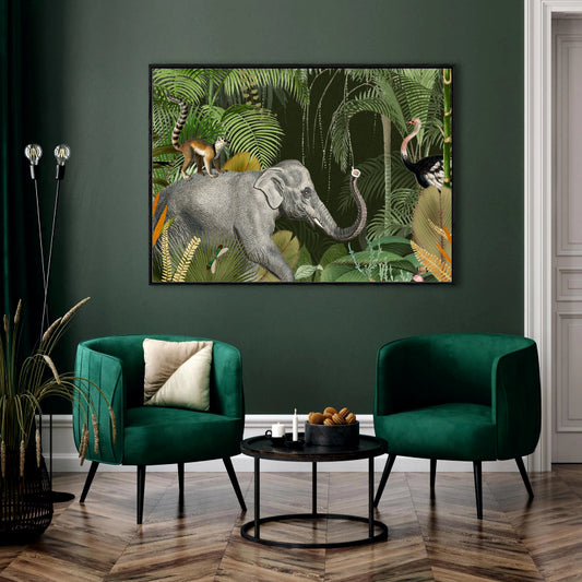 Jungle Giants Canvas Digital Painting - Exotic Wildlife Panorama