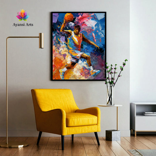 Slam Dunk Energy - High-Quality Abstract Canvas Digital Painting by Ayansi Arts