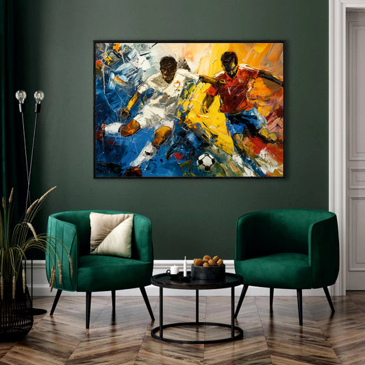 Frenetic Duel Abstract Canvas Digital Painting - Soccer Action