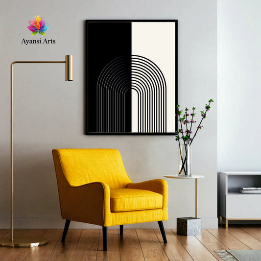 Yin and Yang Arches Monochromatic Arch Divide Canvas Painting by Ayansi Arts