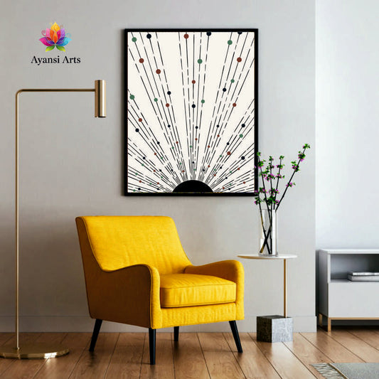 Boho Sunburst Radiance Canvas Painting by Ayansi Arts