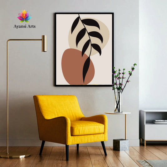 Earthy Botanicals - Modern Abstract Leaf & Organic Shapes Canvas Digital Painting by Ayansi Arts