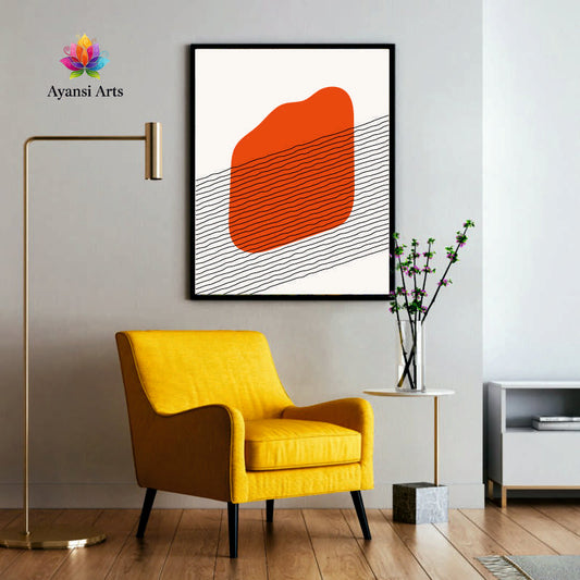 Terra Horizon - Modern Abstract Geometric Lines Canvas Digital Painting by Ayansi Arts