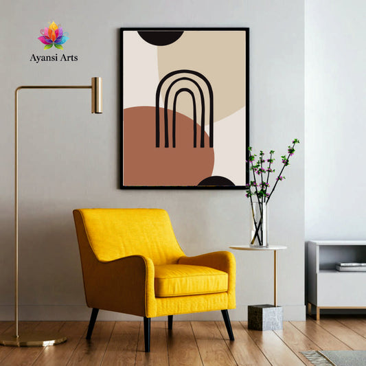 Boho Horizon - Abstract Earth Tones Rainbow Canvas Digital Painting by Ayansi Art