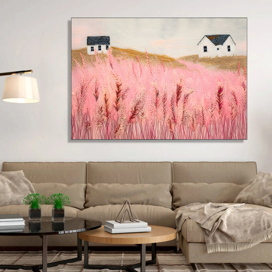 Whispering Fields Abstract Canvas Digital Painting - Ethereal Landscape by Ayansi Arts