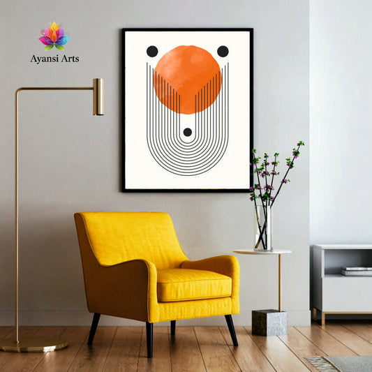Setting Sun Arch - Abstract Boho Terracotta & Black Canvas Digital Painting by Ayansi Art