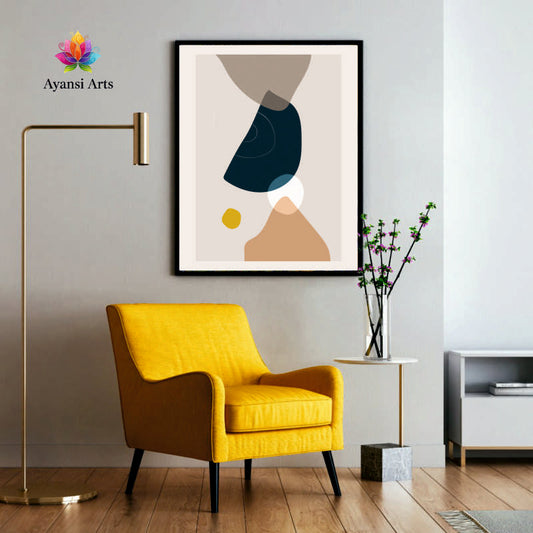 Coastal Serenity - Modern Abstract Organic Shape Canvas Digital Painting by Ayansi Arts