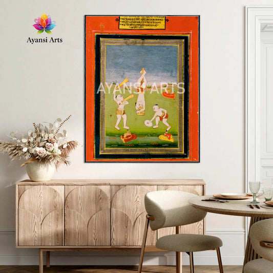 Traditional Miniature Vyayam (Exercise) Art Canvas Painting by Ayansi Arts