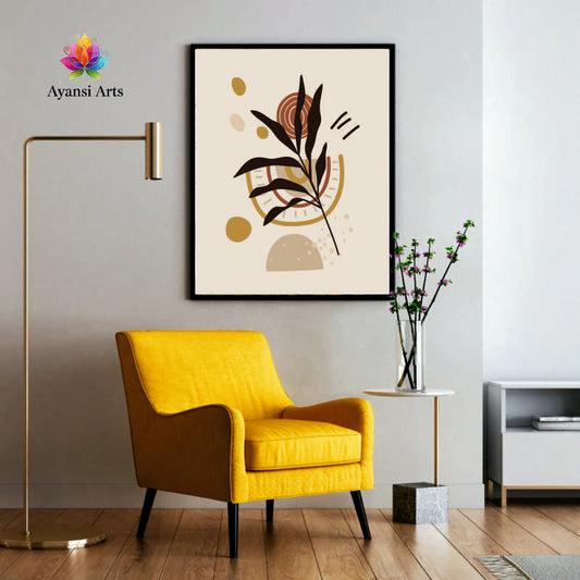 Boho Minimalist Vine Abstract Botanical Canvas Digital Painting by Ayansi Art