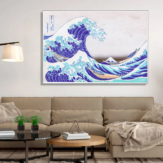 Kanagawa's Great Wave Aesthetic Canvas Digital Painting - Japanese Ukiyo-e