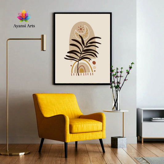 Desert Dream - Boho Sun, Moon & Palm Leaf Abstract Canvas Digital Painting by Ayansi Arts (Copy)