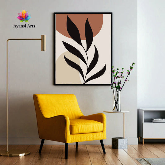 Boho Minimalist Vine Abstract Botanical Canvas Digital Painting by Ayansi Art