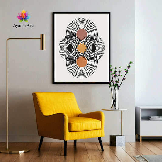 Cosmic Bloom - Abstract Boho Celestial Mandala Canvas Digital Painting by Ayansi Art