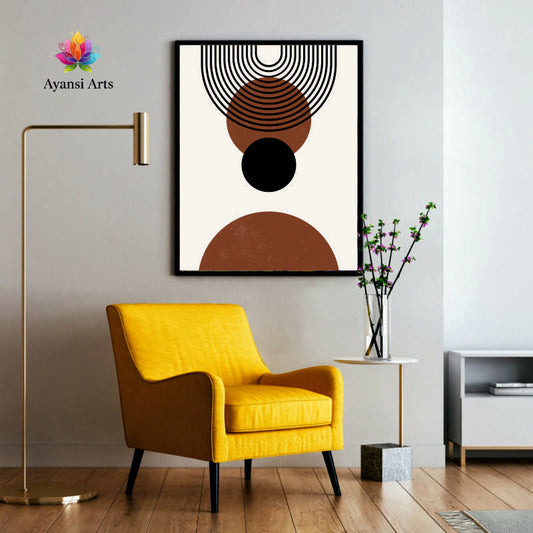 Boho Arches and Circles Mid-Century Modern Earth Tones Canvas Painting by Ayansi Arts