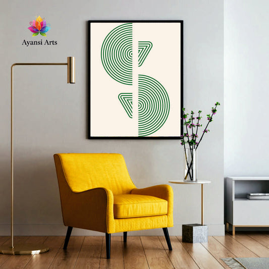 Terra & Sage - Modern Geometric Canvas Digital Painting by Ayansi Arts