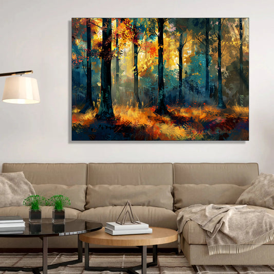 Glimmering Woods Abstract Canvas Digital Painting - Enchanted Forest