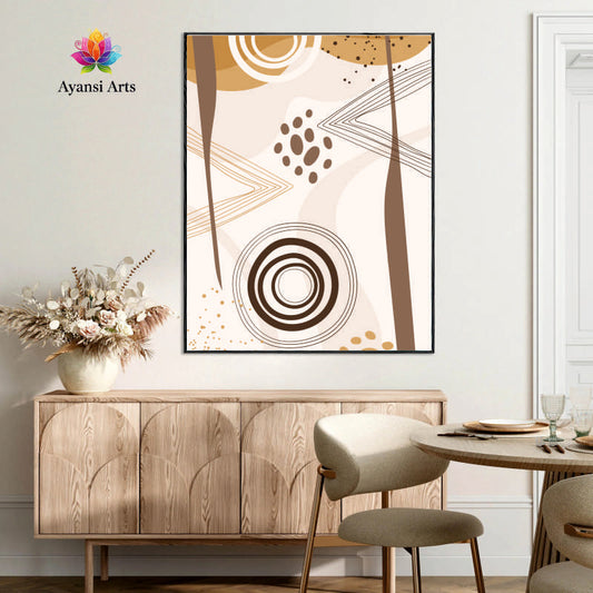 Boho Rhythms Abstract Earth Tone Geometric & Organic Canvas Digital Painting by Ayansi Art
