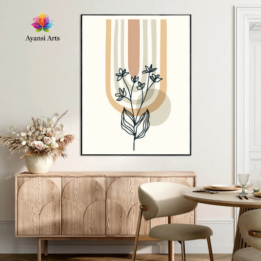Boho Floral Arch Abstract Botanical Canvas Digital Painting by Ayansi Art