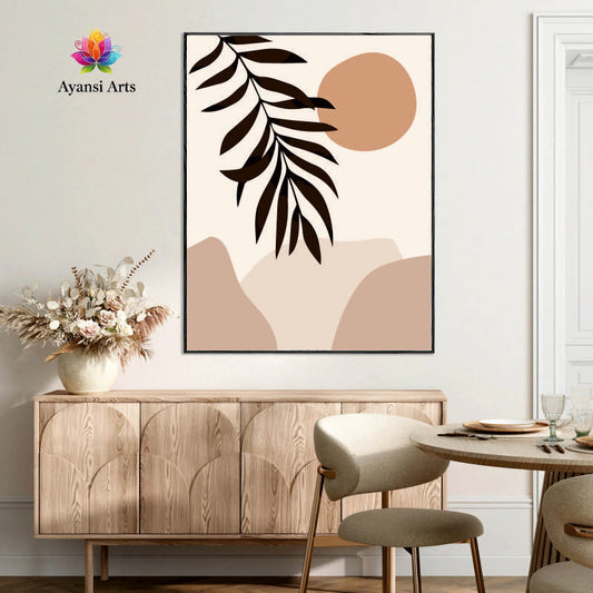 Desert Sunset Palm - Abstract Boho Botanical Canvas Digital Painting by Ayansi Art