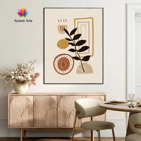 Boho Horizon - Abstract Earth Tones Rainbow Canvas Digital Painting by Ayansi Art