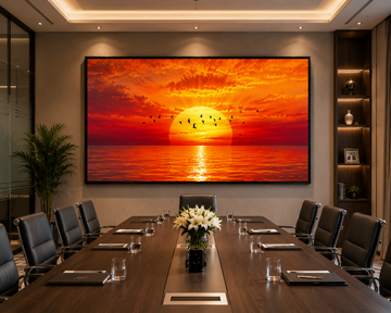 Sunrise Over Ocean Canvas Painting for Vastu | Rising Sun, Flowing Water & Positive Energy | Wealth, Success & Prosperity | Premium Landscape Wall Art