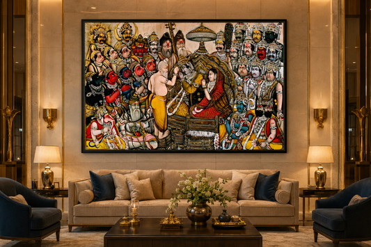 Majestic Ram Darbar Coronation Canvas Painting by Ayansi Arts