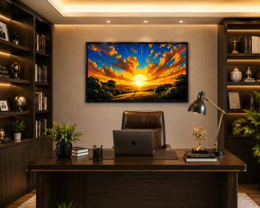 Rising Sun Landscape Canvas Painting for Vastu | Sunrise, Positive Energy, Success & Prosperity | Premium Nature Wall Art for Home & Office