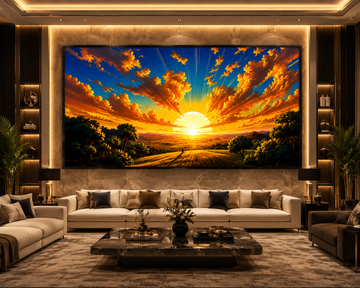 Rising Sun Landscape Canvas Painting for Vastu | Sunrise, Positive Energy, Success & Prosperity | Premium Nature Wall Art for Home & Office
