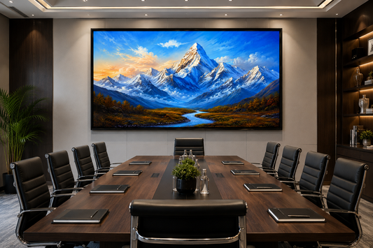 Majestic Mountain Lake Canvas Painting for Vastu | Scenic Nature Landscape Wall Art | Stability, Prosperity & Positive Energy Canvas Print