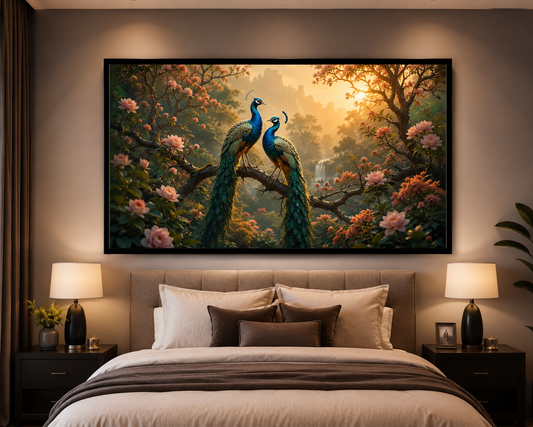 Love of Peacock Canvas Painting for Vastu | Love, Harmony, Prosperity & Positive Energy | Premium Wall Art for Home & Office