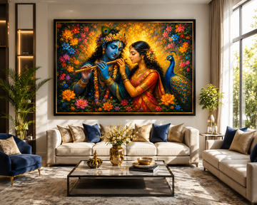 Radha Krishna Divine Love Canvas Painting for Vastu | Harmony, Prosperity & Positive Energy | Premium Spiritual Wall Art for Home & Office