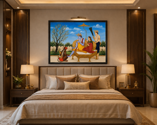 Ram Darbar with Hanuman Canvas Painting for Vastu | Lord Ram, Sita, Lakshman & Hanuman | Family Harmony, Prosperity & Divine Blessings | Premium Spiritual Wall Art