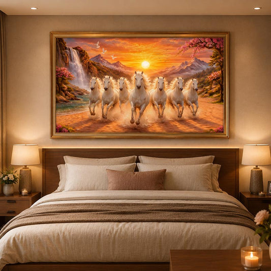 Seven Horses: A Symbol of Power and Prosperity Canvas Digital Painting by Ayansi Art
